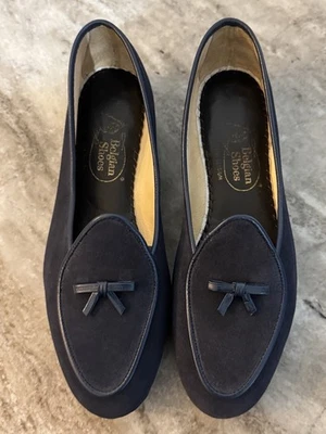 Zapatos Belgas Midinette Zapatillas Azul Marino Gamuza Mocasines 5.5 Planos Pajarita Foto 1 de 4