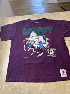 Vintage 1990 Nutmeg Mighty Ducks Breakthrough Double Sided Size XL Neat - Picture 1 of 12