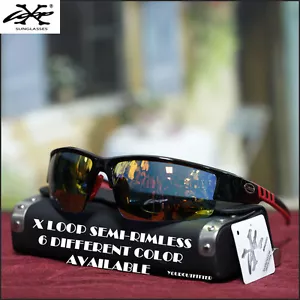 NUEVAS GAFAS DE SOL DEPORTIVAS X-LOOP PARA HOMBRE SEMI-SIN MONTURA MOTO CONDUCCIÓN 6 COLORES TONOS - Imagen 1 de 1