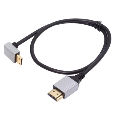 90 Grad abgewinkelt Mini HDMI 2.1 Ultra Dünn HDTV Kabel Typ-A auf Typ-C für Kamera - Bild 1 von 4