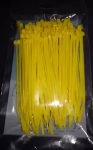 Panduit PAN-TY Yellow PLT1M-C4Y Cable Tie, 3.9"L, Nylon, Yellow, PK100 - Picture 1 of 2