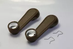 Pair LH & RH Window Crank Handle Brown w/Chrome Plate Cover for Toyota Models - Picture 1 of 2