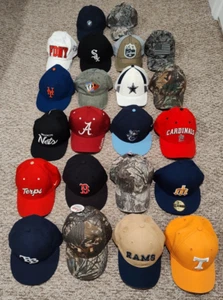 Lot Of 22 Hats Caps Vintage Modern MLB NFL NCAA NBA Camo New Era Nike 47 Pearson - Picture 1 of 16