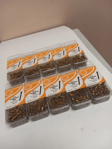 (10 Pack Lot) 3/4" x 14-gauge Brass Plated Escutcheon Pins / Nails 1-1/2oz. Pack Cover