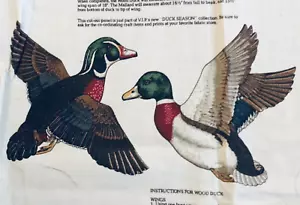 VTG Cranston Ducks Mallard & Wood Duck Soft Sculpture Applique Panel - Picture 1 of 6