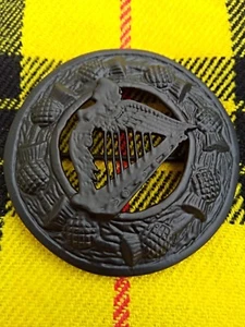 Irlandés-Arpa-Insignia-Mosca-A Cuadros-Kilt-Broche-En-Plata-Antiguo-Acabado-Talla-3-034-pulgadas - Imagen 1 de 3