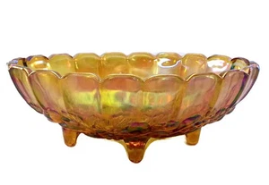 Carnival Glass Fruit Bowl Indiana Amber Harvest Gold Iridescent Heavy Weight 4lb - Picture 1 of 4
