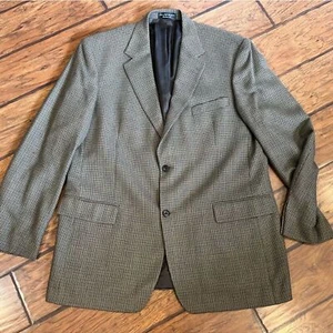 Gianfranco Ruffini Italia Abrigo Deportivo Blazer Hombre’s L/XL Lana Cachemira Marrón Cuadros - Imagen 1 de 16