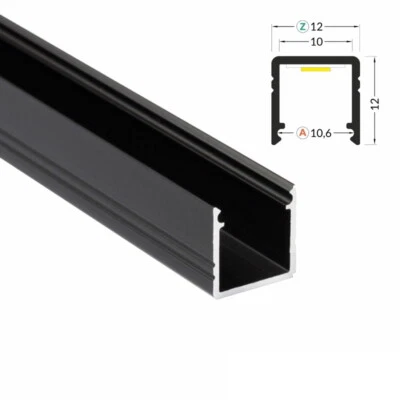 LEDOMEC ALU Profil | Leiste | Schiene SMART-10 in schwarz für Led Streifen + Abdeckung