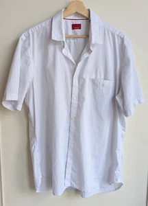 Alfani Herren Hemd XL Weiß Streifen Kurzarm Slim Fit Stretch Baumwolle Kleid - Bild 1 von 6