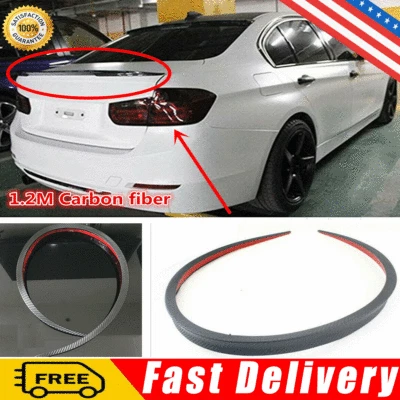 Universal 1.2M Rear Wing Lip Spoiler Tail Trunk Roof Trim Carbon Fiber Pattern - Image 1 of 4