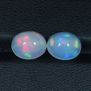 4.11 ct FINE GRADE FULL RAINBOW PLAY  NATURAL RAINBOW OPAL  Cabochon Pair WB - Picture 1 of 2