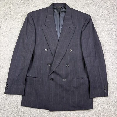 Blazer De Colección Givenchy Para Hombres 40R Gris Hecho en Unión Doble Pecho Lana a Rayas LEER Foto 1 de 4