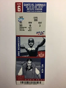 New York Giants vs Cardinals Oct 20, 2019 ticket stub - Picture 1 of 1
