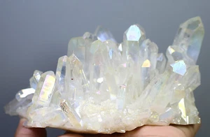 1.54 lb Colorful Aura Quartz Crystal Titanium Bismuth Silicon Cluster Rainbow - Picture 1 of 12