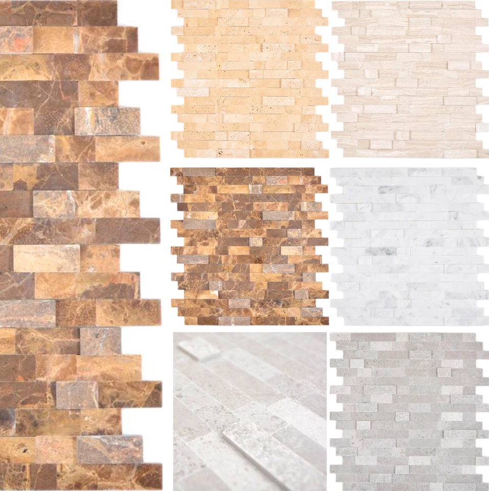 Selbstklebend Mosaikplatten Natursteinmosaik Wandpaneele Grau Weiß Beige Braun - Bild 1 von 1