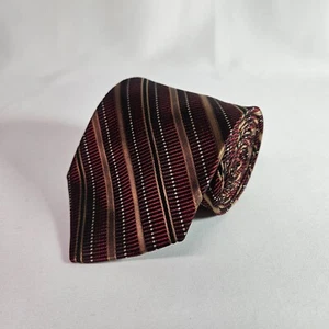 Paul Dione 100% Silk Tie Red Gold Stripes 3.75" x 59" - Picture 1 of 8
