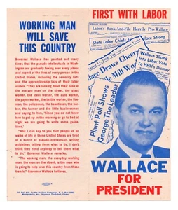 Folleto de la campaña presidencial de George Wallace 1968 como nuevo - Imagen 1 de 2