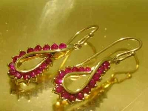 Lab Created 1.20 Ct Round Pink Ruby Drop Dangle Earring 925 Silver Hook Earring - Picture 1 of 4