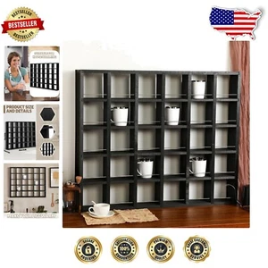 Handmade Wooden Coffee Mug Rack - Space-Saving Wall Shelf for Collectibles - Picture 1 of 9