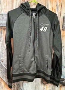 Official NASCAR - Jimmy Johnson #48 Zip Up Jacket with Hood Grey & Blk Size M - Picture 1 of 6