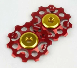 2 PIEZAS POLEAS RUEDA JOCKEY Desviador Trasero ROJO SUPER CLARO 11T PARA SHIMANO SRAM - Imagen 1 de 4