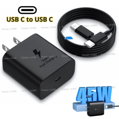 Cargador súper rápido 45W adaptador PD 5A cable USB C para Samsung Note20 S20 S21 S22 Foto 1 de 4