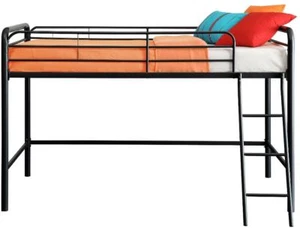 Loft Bed Frame Low Kids Junior Twin Size Black Bunk Bedroom Furniture Ladder New - Picture 1 of 4