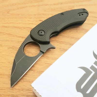 Brous Blades Silent Folding Knife 2.63" D2 Tool Steel Blade Black Polymer Handle - Image 1 of 4