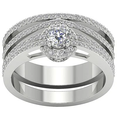 VS F 1.01 Ct Lab Grown Round Diamond 10K White Gold Anniversary Bridal Ring Set - Image 1 of 4