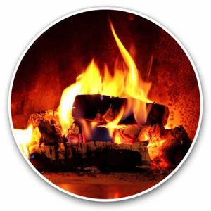 2 x Vinyl Stickers 25cm - Open Log Fire Winter Christmas Cool Gift #16344 - Photo 1/9