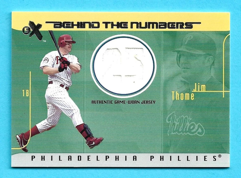 JIM THOME 2003 E-X Behind The Numbers Game-Used Jersey #JT Phillies #d 050/199 - Image 1 of 2