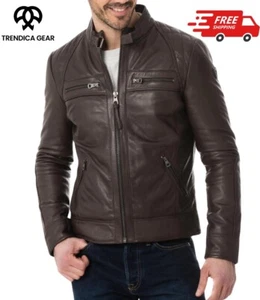 Cafe Racer Biker Jacket Biker Leather Jacket Motorcycle Racer Men's Leather - Picture 1 of 12