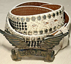 Robins Jean, Hand Made Leather Belt blkl/chrome studs 100% Hand Made In Italy