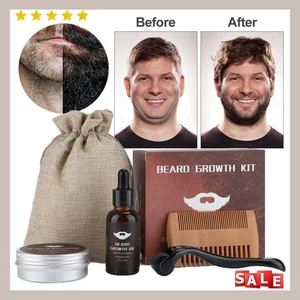 Kit de crecimiento de barba - Suero de crecimiento de barba y rodillo Derma bigote aumenta el crecimiento del cabello - Imagen 1 de 17
