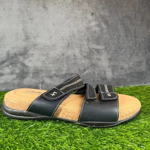Clarks Roseville Bay Black Leather Comfort Strap Sandals Slides Women's 9.5 M - Picture 1 of 12