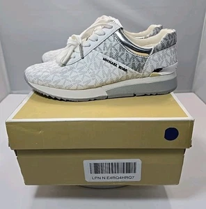 Sneakers Michael Kors Allie Trainer DONNA TAGLIA 5,5M Mini MK Logo Bianco Luminoso - Foto 1 di 14