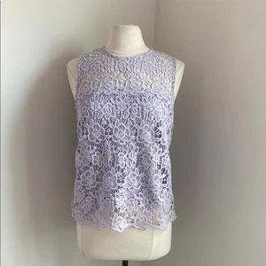 NANETTE LEPORE Lace Sleeveless Tank Womens Sz Medium Purple Lavender Coquette - Picture 1 of 7