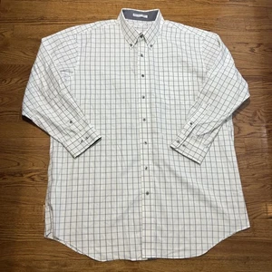 Paul Fredrick Shirt Mens 18-33 White Gray Check Button Down Non Iron Cotton - Picture 1 of 9