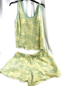Cacique yellow Floral Chiffon Lingerie Sleep Set 18/20 Tank 22/24 Shorts NWOT - Picture 1 of 5