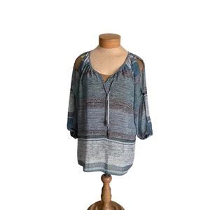 Maurices Blouse Womens XL Cutout Shoulder 3/4 Sleeve Boho Top - Picture 1 of 5