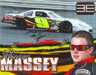 SIGNED! 2012 MASON MASSEY #9 NASCAR LATE MODEL BILL ELLIOTT RACING POSTCARD! - Image 1 of 2