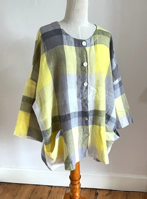 Sahara Check Linen Shirt/Light Jacket M/L Chest 56in Front Pockets - Image 1 of 4