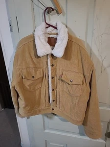 Levis L Ladies Trucker Sherpa Jacket Coat Corduroy Fur Collar NWT sz XL - Picture 1 of 17