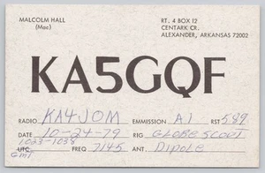 Ham Radio QSL KA5GQF Natural State Alexander Arkansas Postcard - Picture 1 of 2