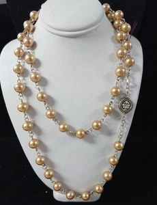 Neue handgefertigte 30" Kette & beige Perlen ohne Hals JLY-107 - Bild 1 von 3