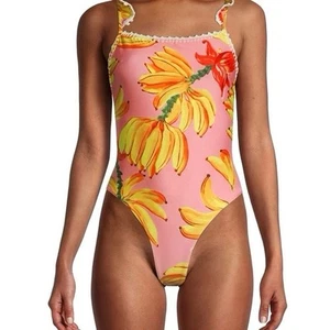 Farm Rio Banana Taste One-Piece Swimsuit Pink Sz Medium - Picture 1 of 10