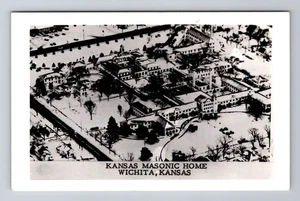 Casa masónica Wichita KS-Kansas, Kansas, postal de recuerdo antigua de colección - Imagen 1 de 2