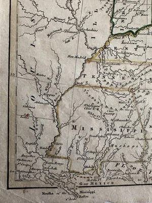 Estados Unidos enorme MS 1821 escaso Cummings & Hilliard grabado a mano mapa a color Foto 1 de 4
