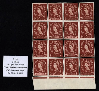 Wilding Specialist - S41e 2d Multi Crowns Ex Cyl 27 Dot with Listed Flaw  (MNH) - Image 1 of 3
